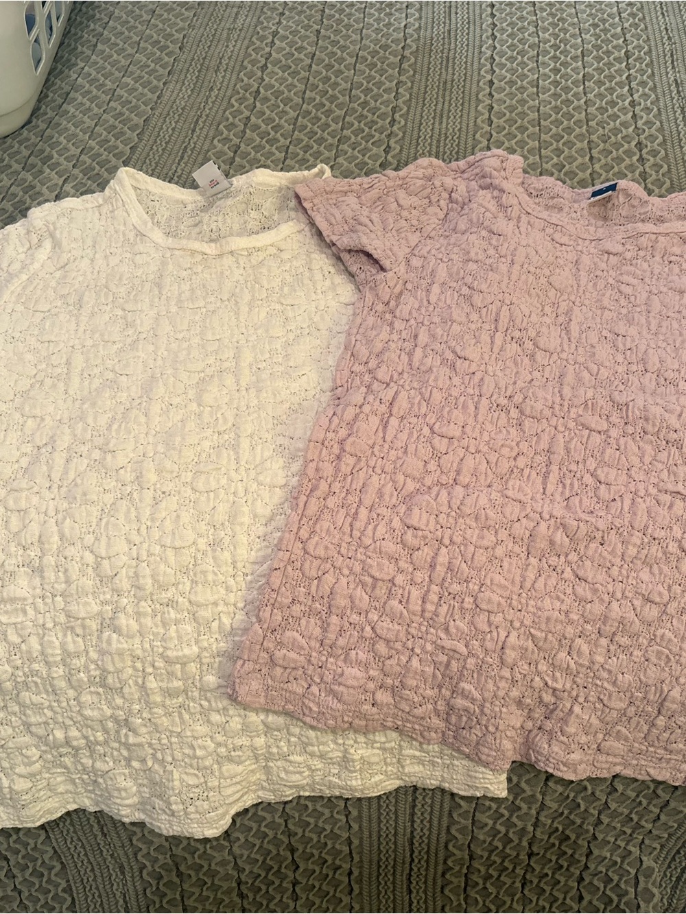 Old Navy Short Sleeve Textured Tee in White and Light Purple